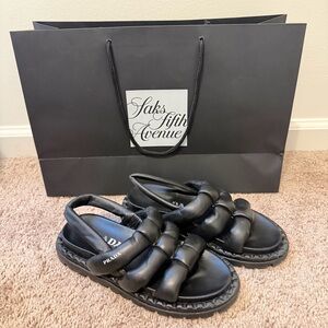 Prada Padded Bow Leather Slingback Sandals size 37
